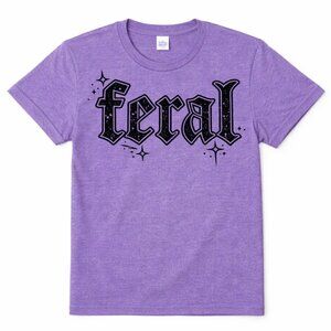 Feral Funny Graphic T Shirt Trendy Boutique Style Tee Womens Purple